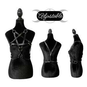 Goth Faux Leather Pentagram O-Ring Fetish Harness | Kink BDSM Alt